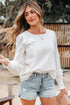 Eyelet Embroidered Smocked Cuff Cotton Blouse