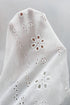 Eyelet Embroidered Smocked Cuff Cotton Blouse