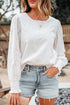 Eyelet Embroidered Smocked Cuff Cotton Blouse