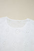 Eyelet Embroidered Smocked Cuff Cotton Blouse