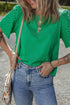 Eyelet Flutter Sleeve Mixed Media Knit Top