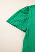 Eyelet Flutter Sleeve Mixed Media Knit Top