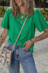 Eyelet Flutter Sleeve Mixed Media Knit Top