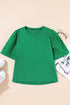 Eyelet Flutter Sleeve Mixed Media Knit Top