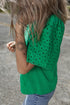 Eyelet Flutter Sleeve Mixed Media Knit Top