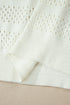 Eyelet Hollow Out Knit Ribbed Trim Short Sleeve Sweater