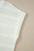 Eyelet Hollow Out Knit Ribbed Trim Short Sleeve Sweater