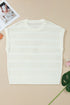 Eyelet Hollow Out Knit Ribbed Trim Short Sleeve Sweater