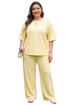 Eyelet Lace Panel Accent Two Piece Loungewear