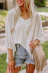 Eyelet Patchwork V Neck Oversized High Low Hem Top