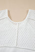 Eyelet Patchwork V Neck Oversized High Low Hem Top