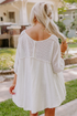 Eyelet Patchwork V Neck Oversized High Low Hem Top