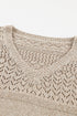 Eyelet Pattern Detail V Neck Drop Shoulder Sweater
