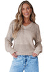 Eyelet Pattern Detail V Neck Drop Shoulder Sweater