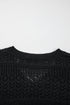 Eyelet Pattern Detail V Neck Drop Shoulder Sweater