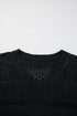 Eyelet Pattern Detail V Neck Drop Shoulder Sweater