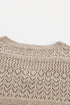 Eyelet Pattern Detail V Neck Drop Shoulder Sweater