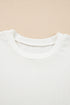 Eyelet Puff Sleeve Ribbed Knit Mixed Media Top