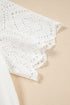 Eyelet Puff Sleeve Ribbed Knit Mixed Media Top