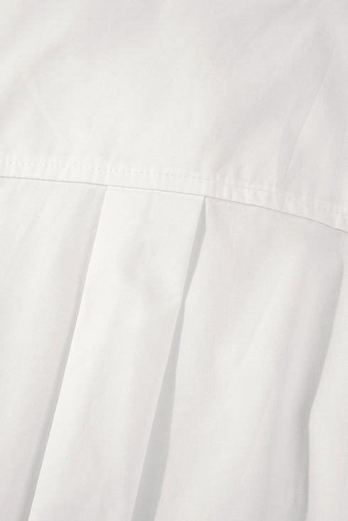 Eyelet Ruffle Trim Button Front Cotton Shirt