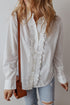 Eyelet Ruffle Trim Button Front Cotton Shirt