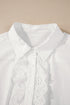 Eyelet Ruffle Trim Button Front Cotton Shirt