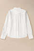 Eyelet Ruffle Trim Button Front Cotton Shirt