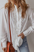 Eyelet Ruffle Trim Button Front Cotton Shirt