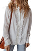 Eyelet Ruffle Trim Button Front Cotton Shirt
