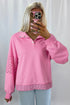 Eyelet Sleeve Snap Placket Pullover Sweatshirt