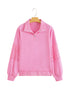 Eyelet Sleeve Snap Placket Pullover Sweatshirt