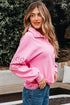 Eyelet Sleeve Snap Placket Pullover Sweatshirt