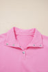 Eyelet Sleeve Snap Placket Pullover Sweatshirt
