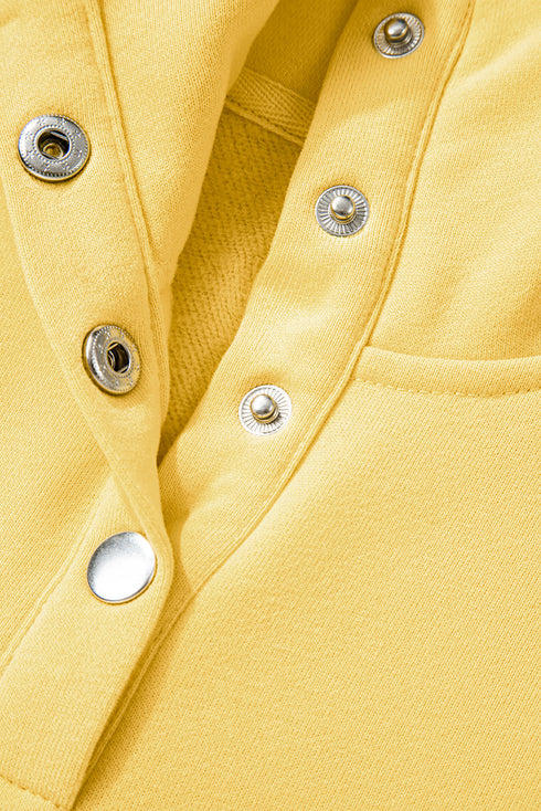 Eyelet Sleeve Snap Placket Pullover Sweatshirt