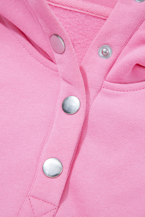 Eyelet Sleeve Snap Placket Pullover Sweatshirt