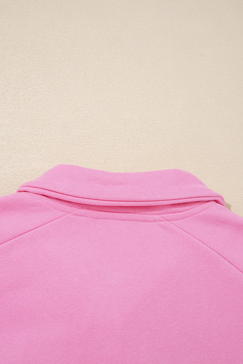 Eyelet Sleeve Snap Placket Pullover Sweatshirt