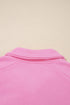 Eyelet Sleeve Snap Placket Pullover Sweatshirt