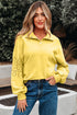 Eyelet Sleeve Snap Placket Pullover Sweatshirt