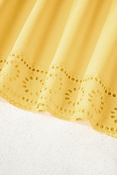 Eyelet Sleeve Snap Placket Pullover Sweatshirt