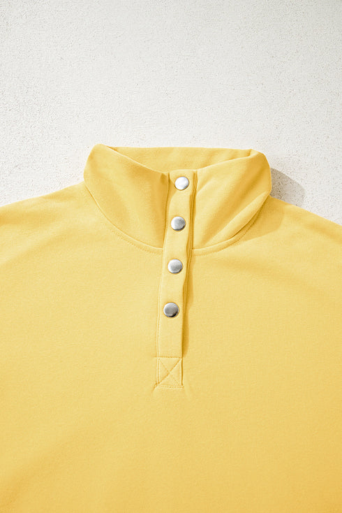 Eyelet Sleeve Snap Placket Pullover Sweatshirt