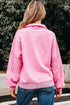 Eyelet Sleeve Snap Placket Pullover Sweatshirt