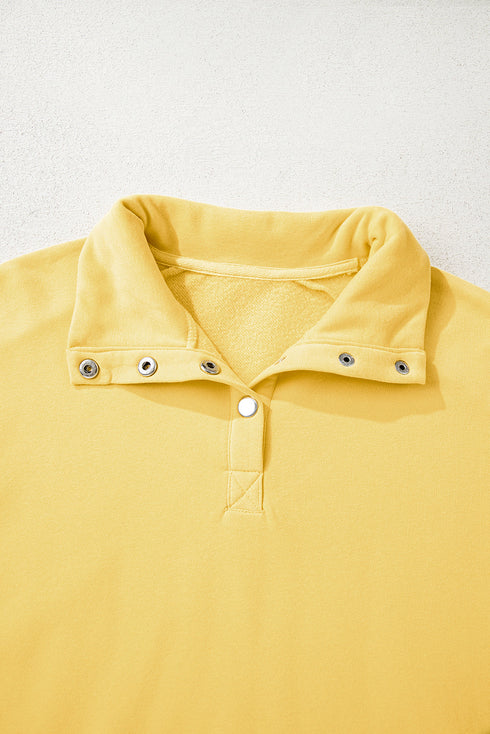 Eyelet Sleeve Snap Placket Pullover Sweatshirt