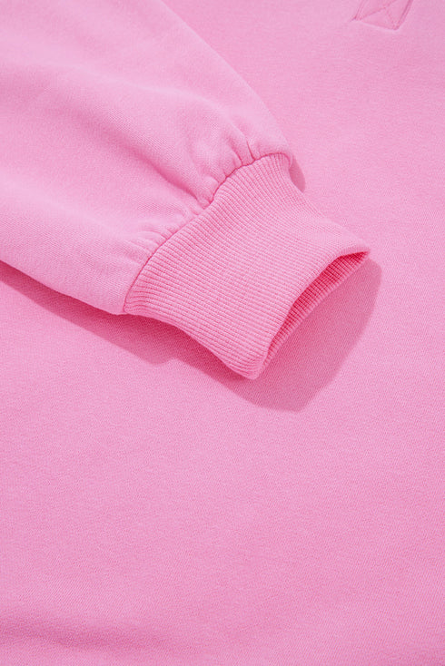 Eyelet Sleeve Snap Placket Pullover Sweatshirt