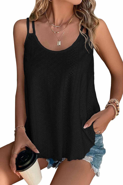 Eyelet Strappy Scoop-Neck Tank Top