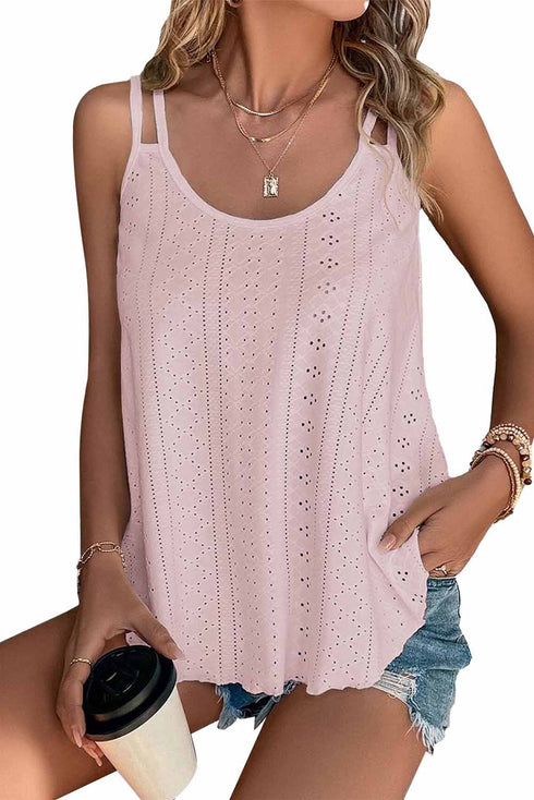 Eyelet Strappy Scoop-Neck Tank Top