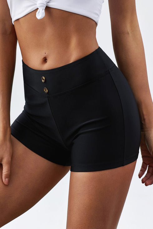 Eyelets Waistband Swim Boyshorts