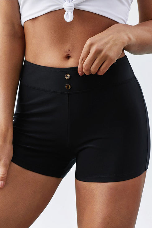 Eyelets Waistband Swim Boyshorts