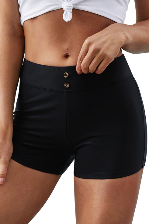 Eyelets Waistband Swim Boyshorts