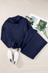 Cowl Neck Drawstring Pullover Wide Leg Athleisure Pant Set