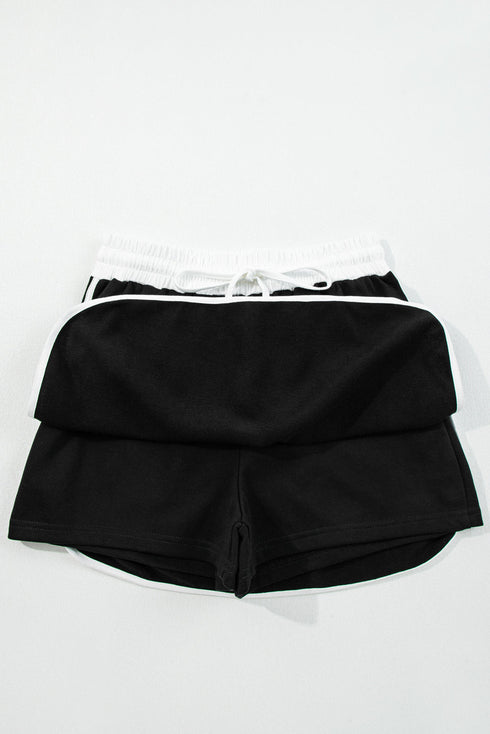 Varsity Stripe Contrast Trim Pullover Skort Two Piece Dress